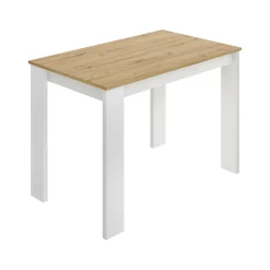 Tavolo rettangolare salvaspazio 6 posti legno e bianco 110x67cm - Amaranthya