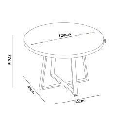 Tavolo rotondo in metallo e legno 4 posti 120x120cm - Abal