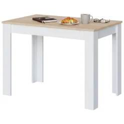 Tavolo salvaspazio rettangolare 6 posti bianco e rovere 109x67cm - Anat