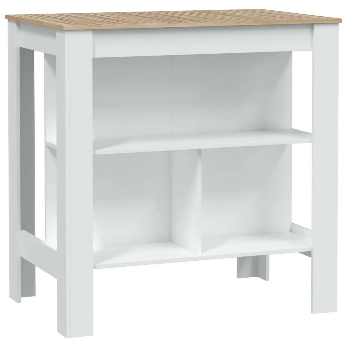 Tavolo scaffale rettangolare 6 posti bianco e rovere 103x67cm - Barzano