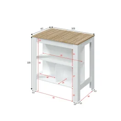 Tavolo scaffale rettangolare 6 posti bianco e rovere 103x67cm - Barzano