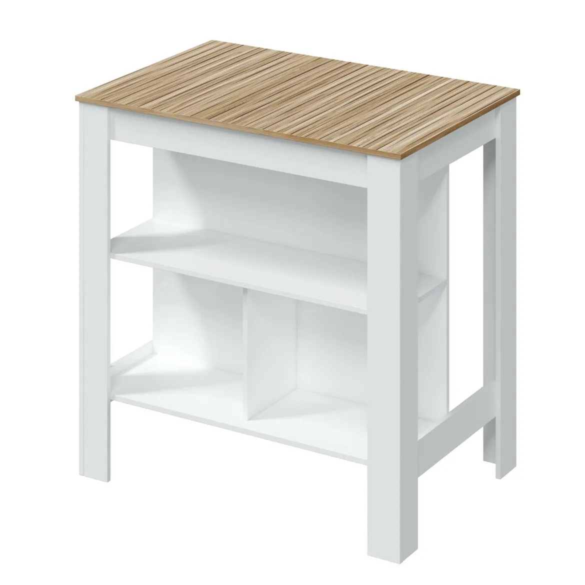 Tavolo scaffale rettangolare 6 posti bianco e rovere 103x67cm - Barzano