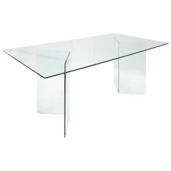 Tavolo vetro rettangolare 10 posti trasparente 180x90cm - Armir