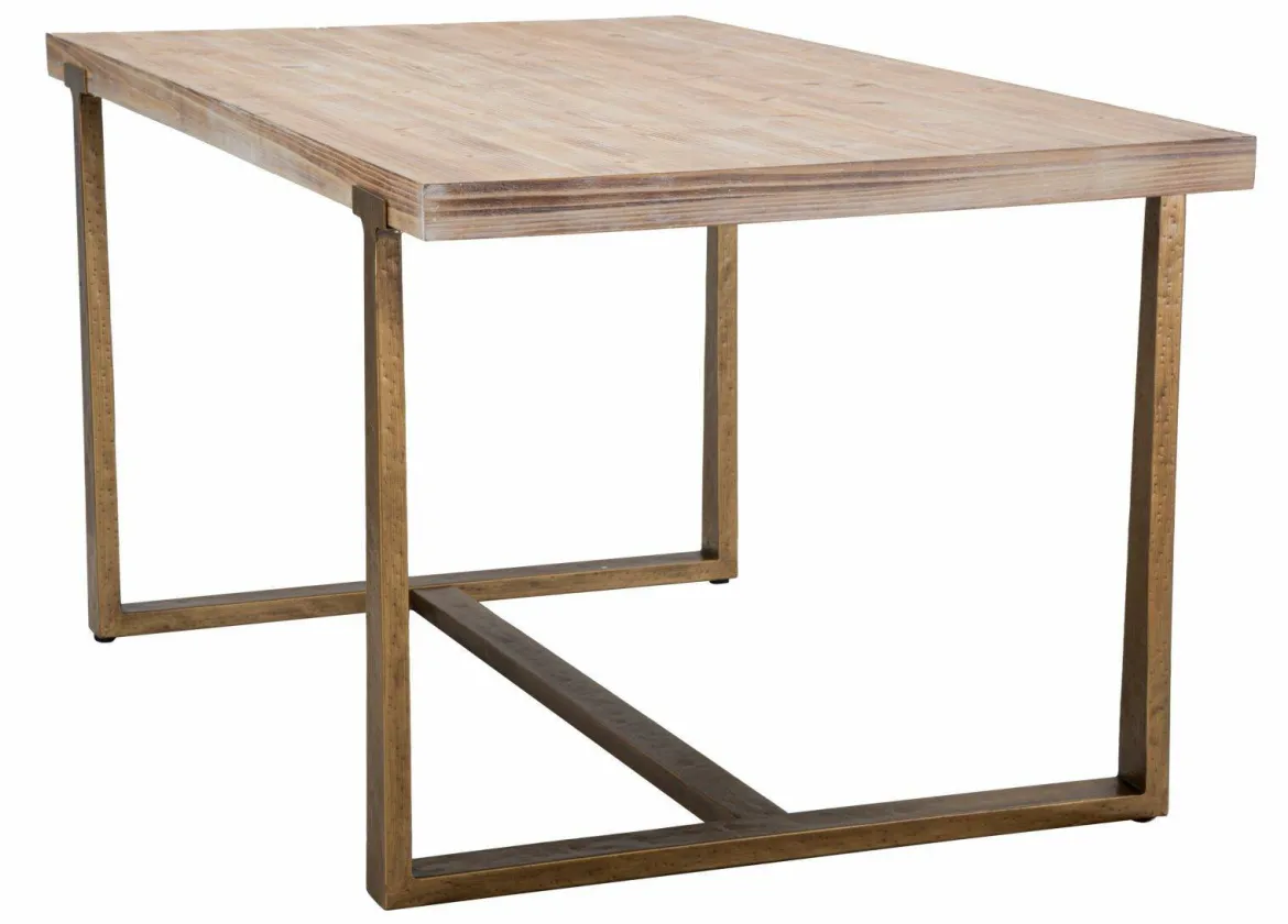 Tavolo vintage rettangolare 9 posti oro e marrone 180x90cm - Kazimir
