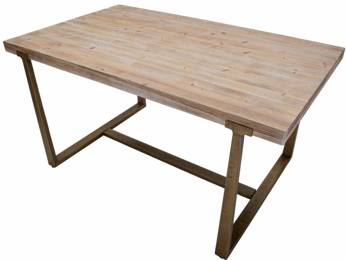 Tavolo vintage rettangolare 9 posti oro e marrone 180x90cm - Kazimir