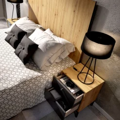 Testiera letto Alaca, 244x37h127 cm, Rovere e Antracite