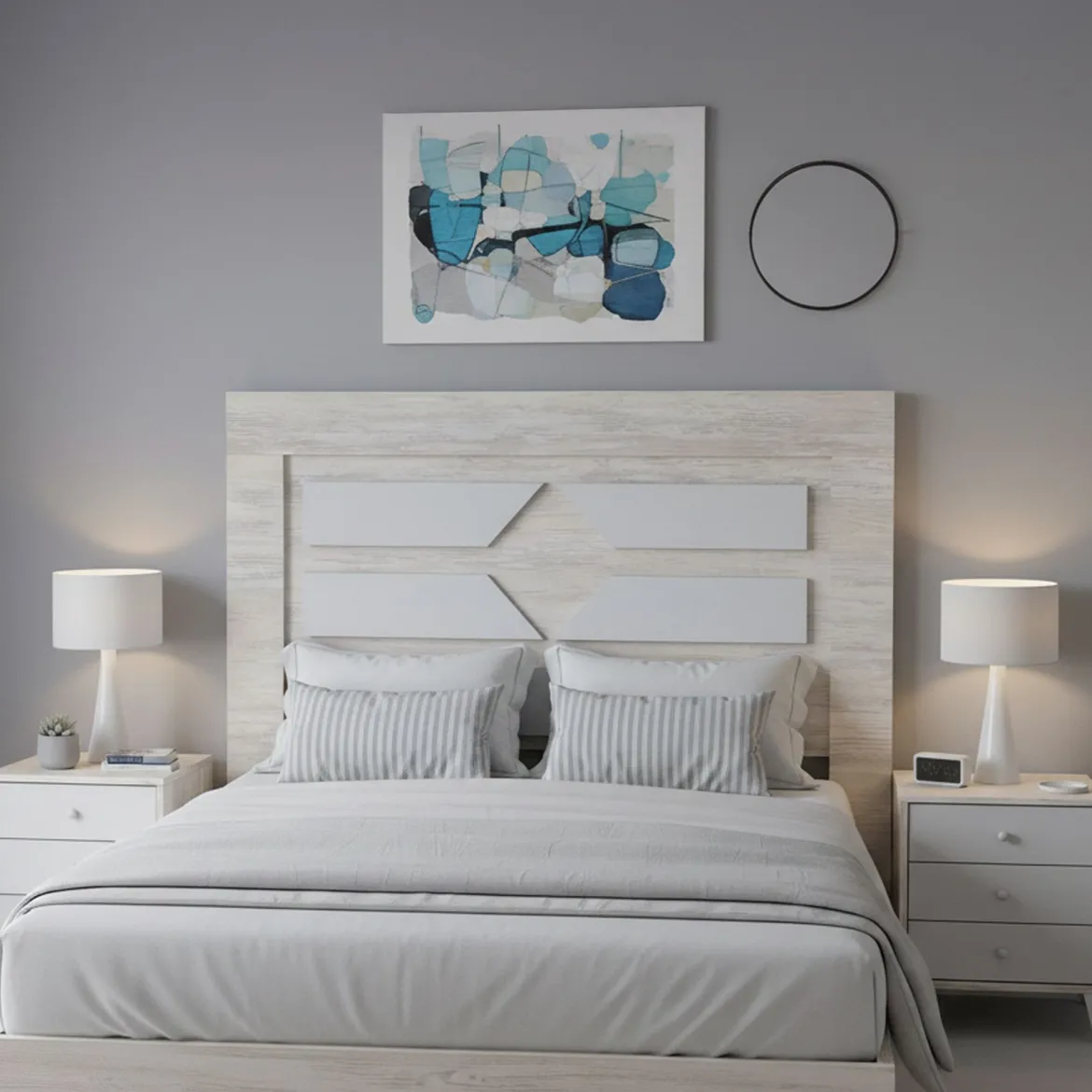 Testiera Letto Bianco Bianco Anticato 248x33 cm, Colore Struttura Bianco - Manduria