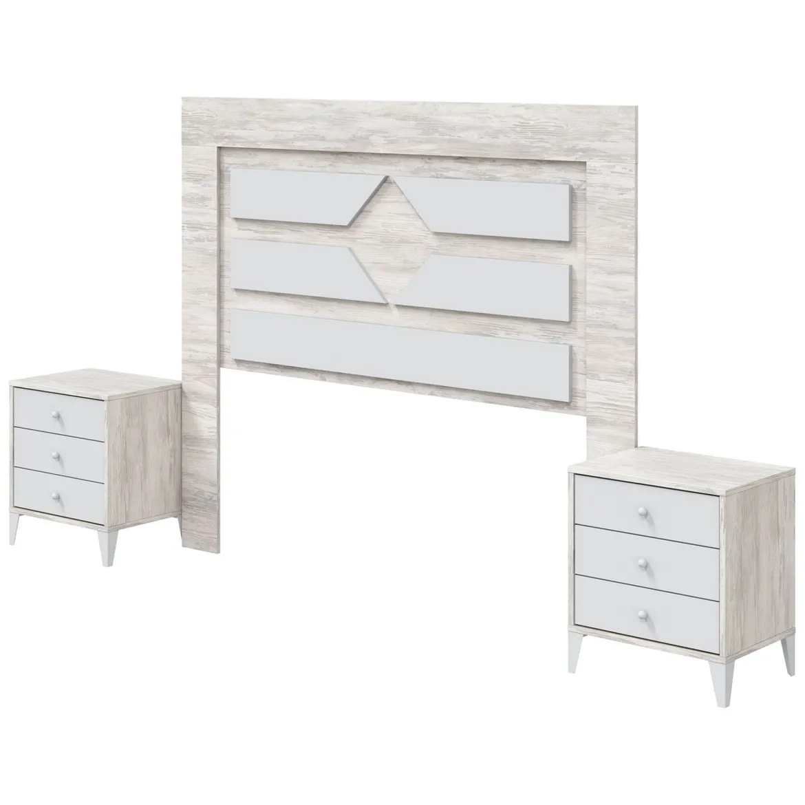 Testiera Letto Bianco Bianco Anticato 248x33 cm, Colore Struttura Bianco - Manduria