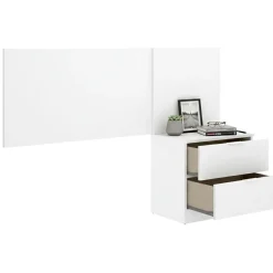 Testiera Letto Bianco Marrone Rovere Comodino Incluso Singolo 34x141 cm, Colore Struttura Marrone - Lead