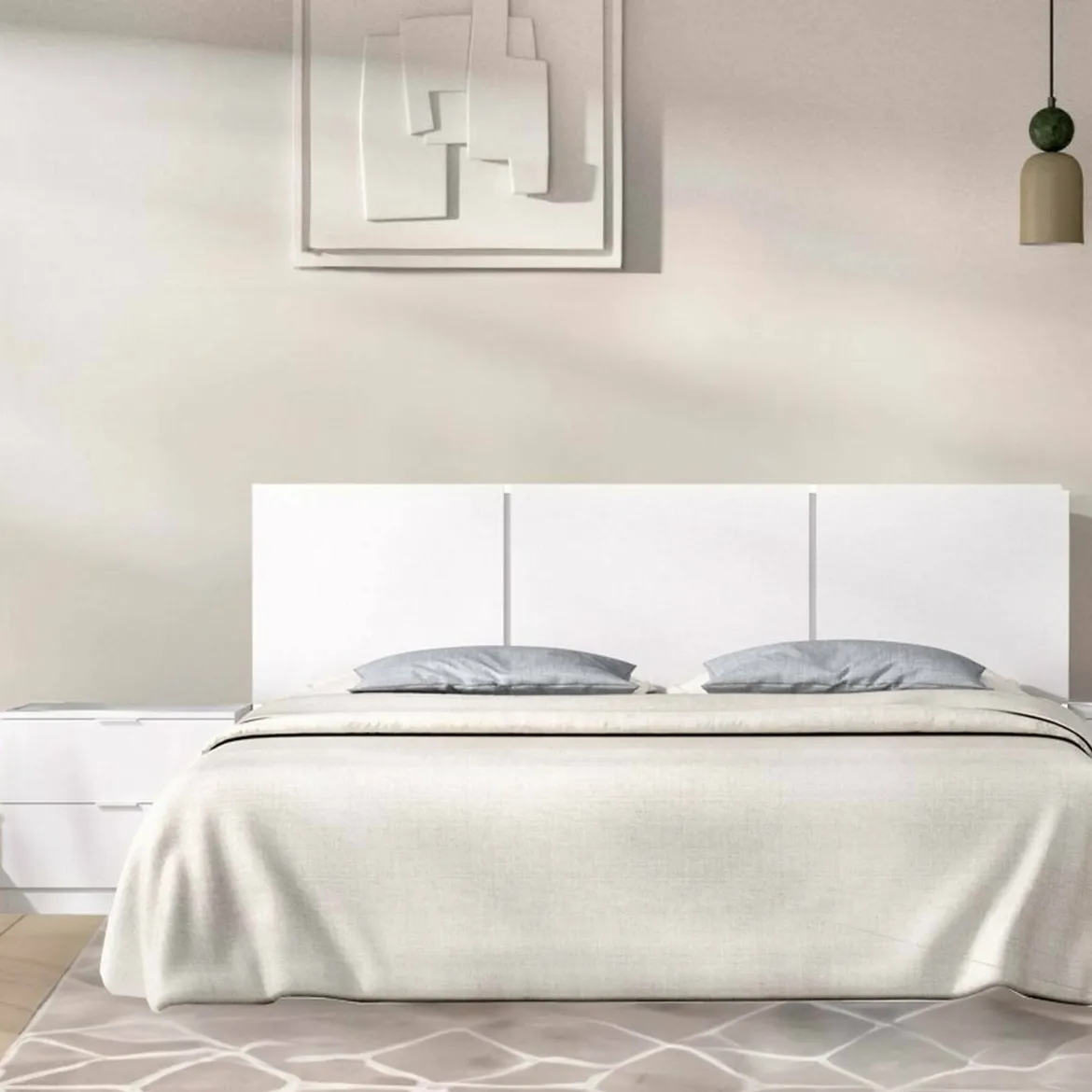 Testiera Letto Bianco Matrimoniale 157x34.2 cm, - Chanhom