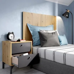 Testiera letto Lily, 99x3h61 cm, Rovere e Antracite