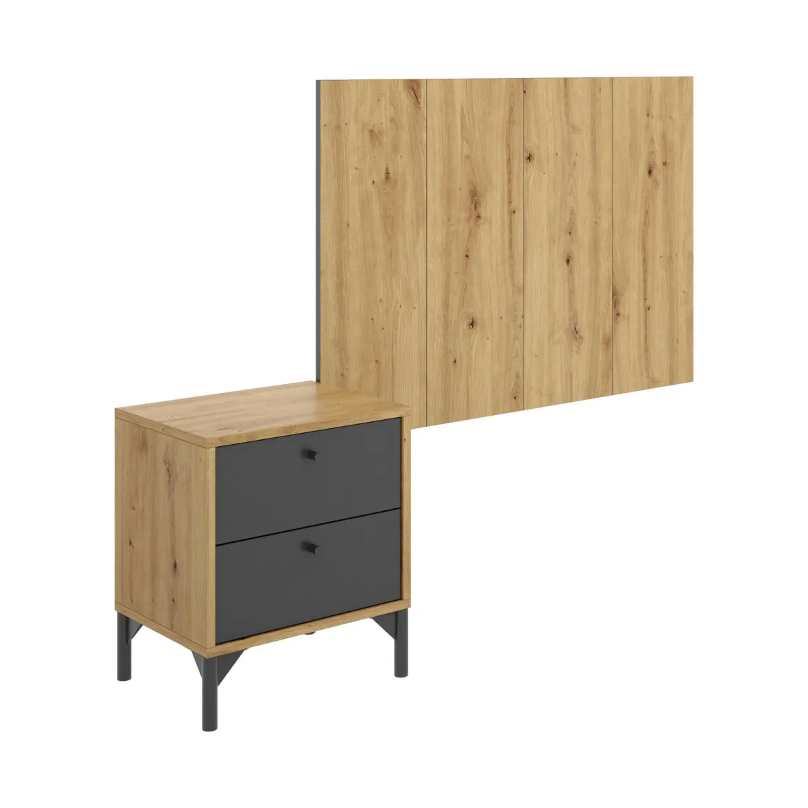 Testiera letto Lily, 99x3h61 cm, Rovere e Antracite
