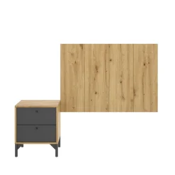 Testiera letto Lily, 99x3h61 cm, Rovere e Antracite