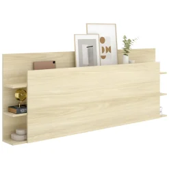 Testiera Letto Marrone Rovere Vani Libreria Piazza e Mezza 19x181 cm - Socorro