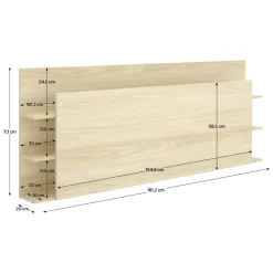 Testiera Letto Marrone Rovere Vani Libreria Piazza e Mezza 19x181 cm - Socorro