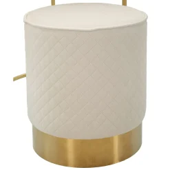 Toeletta Bianco Crema oro un Cassetto Rivestimento in Velluto Trapuntato 52x52x70h cm, Sfumatura Colore Struttura Crema - Mbale