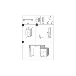 Toeletta Bianco Marmo Grigio Tortora 4 Cassetti Finitura Simil Pelle Trapuntata con Dettagli oro, top Effetto Marmo 120x40x75h cm, - Tafrao