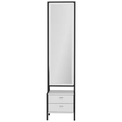 Toeletta Bianco Nero Specchio Incluso 2 Cassetti 41x35x170h cm, Un'anta - Sicamino