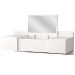 Toeletta Bianco Specchio Incluso un Cassetto 90x45x77h cm, Luci Incluse - Veggiano