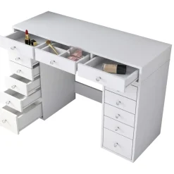 Toeletta Bianco Trasparente Specchio Incluso 13 Cassetti 120x45x82h cm, Colore Struttura Trasparente - Tirolo
