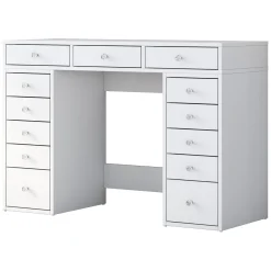 Toeletta Bianco Trasparente Specchio Incluso 13 Cassetti 120x45x82h cm, Colore Struttura Trasparente - Tirolo