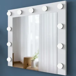 Toeletta Bianco Trasparente Specchio Incluso 7 Cassetti 90x45x82h cm, Colore Struttura Trasparente - Rivello