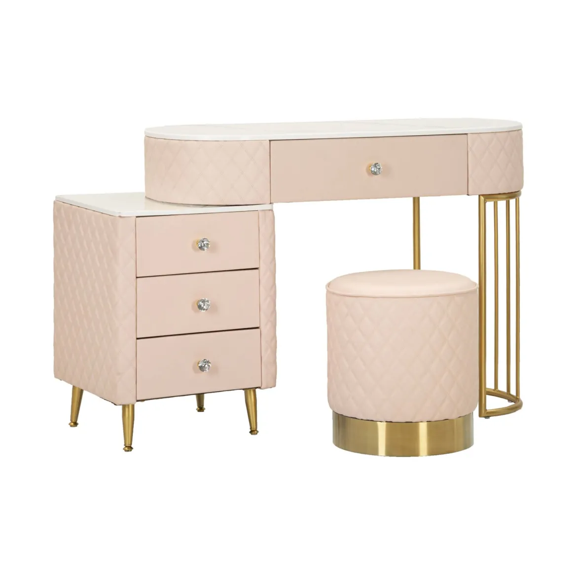 Toeletta classica vintage 120x40x75h cm rosa e oro - Guidobono