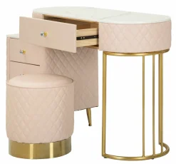 Toeletta classica vintage 120x40x75h cm rosa e oro - Guidobono
