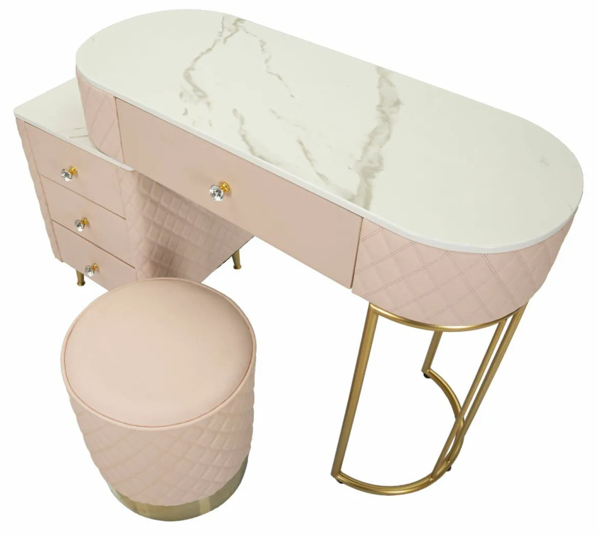 Toeletta classica vintage 120x40x75h cm rosa e oro - Guidobono