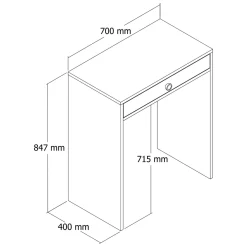 Toeletta Marrone Noce Specchio Incluso un Cassetto 70x85x40h cm, Materiale Piano in Legno Nobilitato - Carde