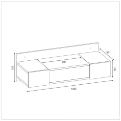 Toeletta Marrone Specchio Incluso 3 Ante 100x39x33h cm, Materiale Piano in Legno Nobilitato - Selci