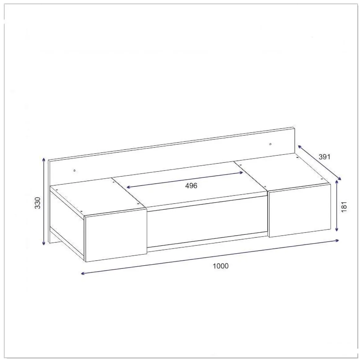 Toeletta Marrone Specchio Incluso 3 Ante 100x39x33h cm, Materiale Piano in Legno Nobilitato - Selci