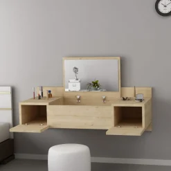 Toeletta Marrone Specchio Incluso 3 Ante 100x39x33h cm, Materiale Piano in Legno Nobilitato - Selci