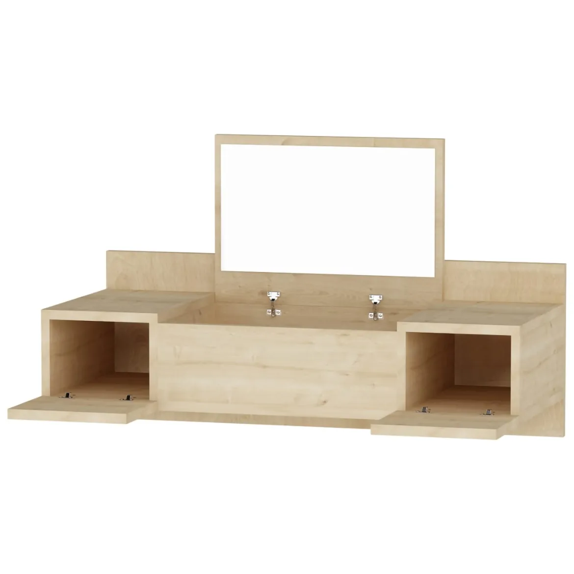 Toeletta Marrone Specchio Incluso 3 Ante 100x39x33h cm, Materiale Piano in Legno Nobilitato - Selci