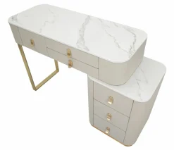 Toeletta moderna porta trucchi 120x40x75h cm crema e oro - Apoteosi