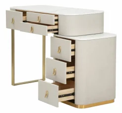 Toeletta moderna porta trucchi 120x40x75h cm crema e oro - Apoteosi