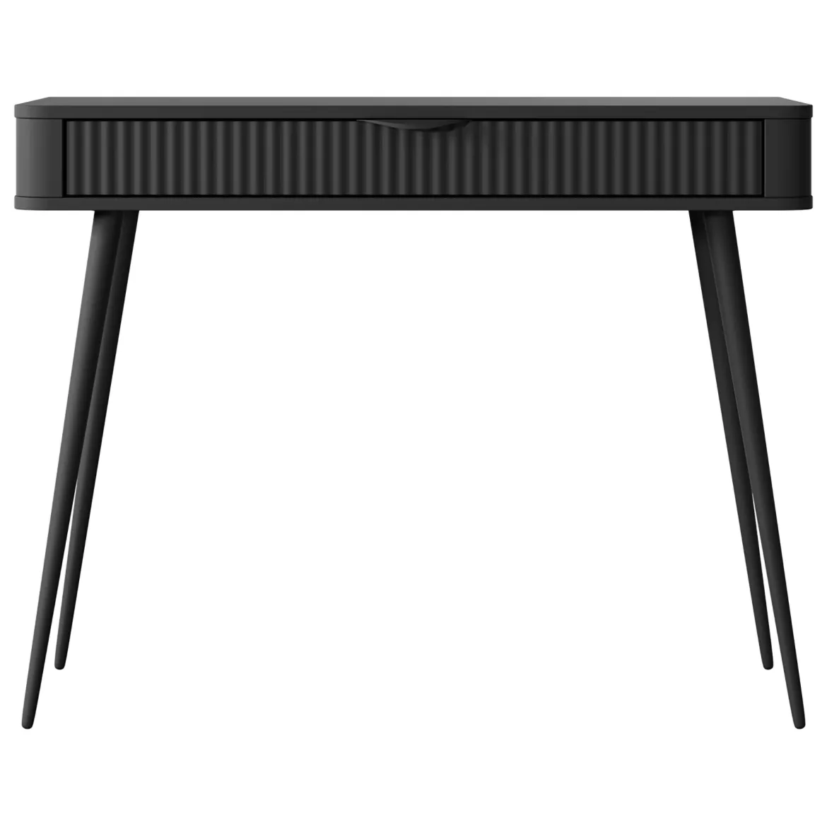 Toeletta Nero un Cassetto Materiale Struttura in Metallo 100x38x78h cm, Materiale Piano in Legno Nobilitato - Katerara