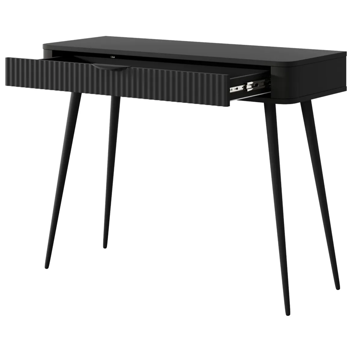Toeletta Nero un Cassetto Materiale Struttura in Metallo 100x38x78h cm, Materiale Piano in Legno Nobilitato - Katerara