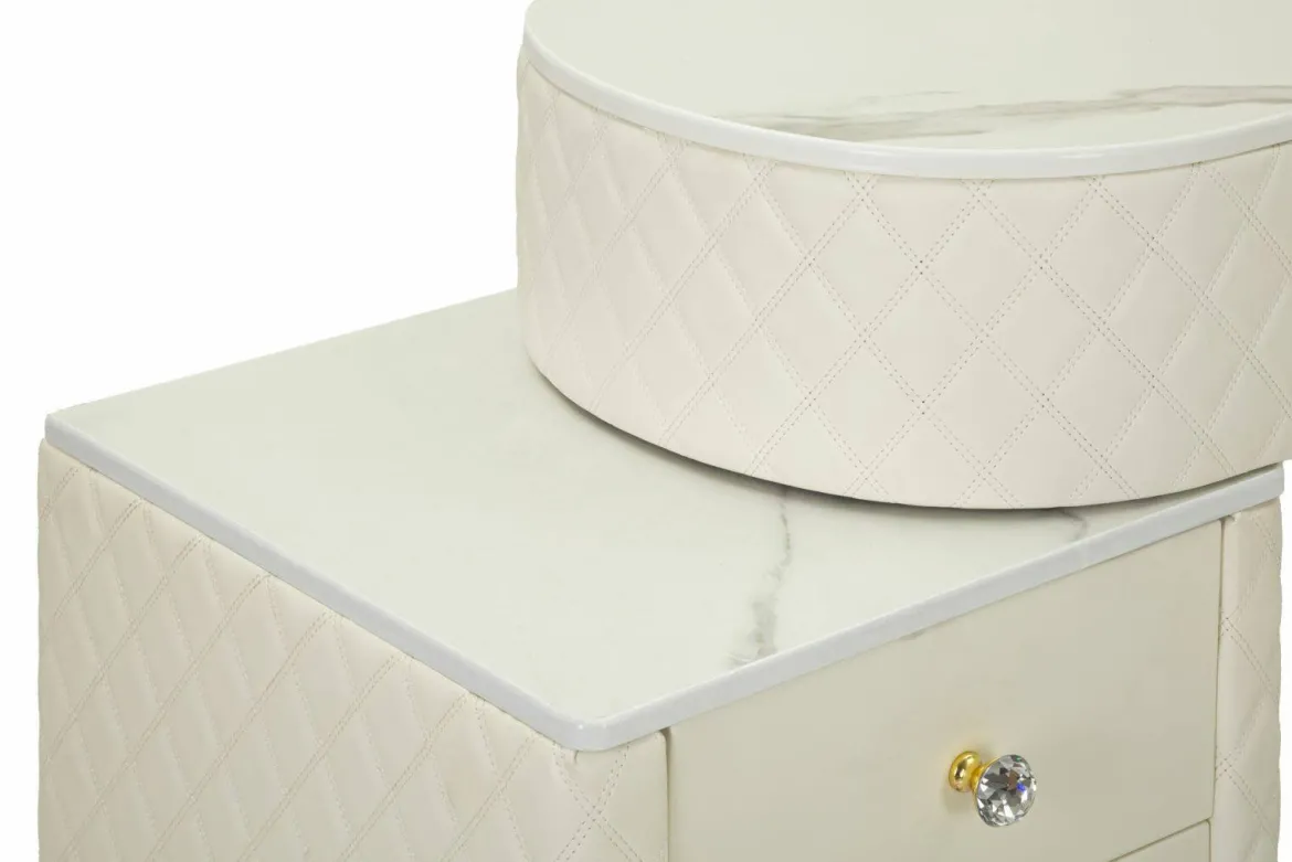 Toeletta shabby elegante 120x40x75h cm bianco e oro - Guidobono