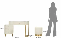 Toeletta shabby elegante 120x40x75h cm bianco e oro - Guidobono