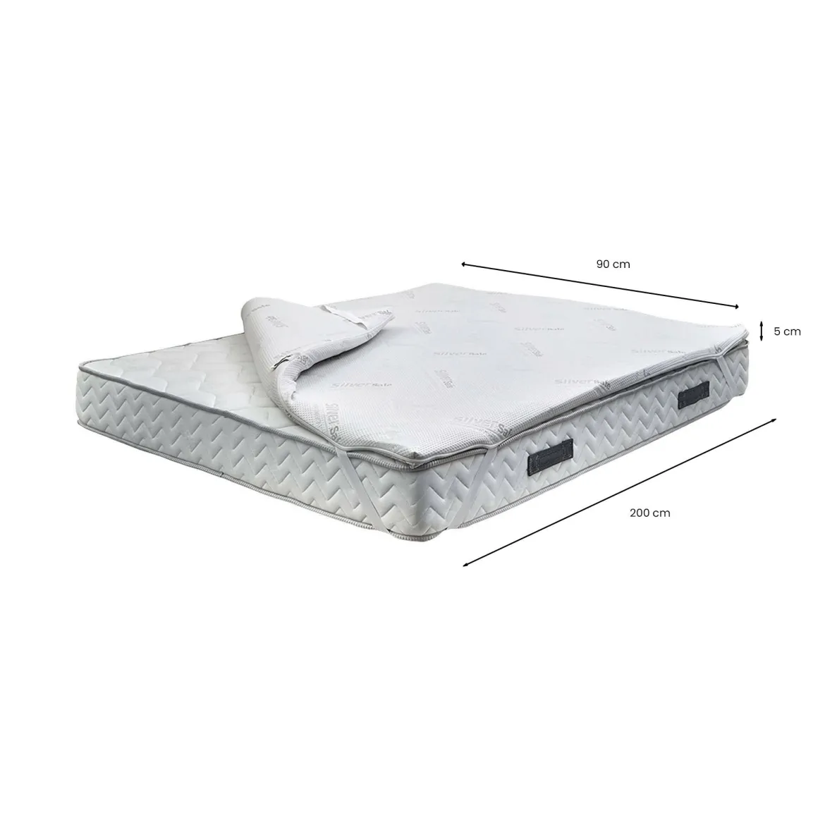 Topper singolo Delfina, 100% Made in Italy, 90x200xh5 cm