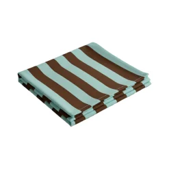 Tovaglia rettangolare no stiro 180x140 cm, azzurro e marrone - Funambola - By Sarah Balivo