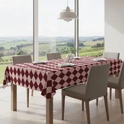 Tovaglia rettangolare no stiro 180x140 cm, rosa e bordeaux - Giocoliera - By Sarah Balivo