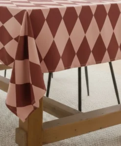 Tovaglia rettangolare no stiro 180x140 cm, rosa e bordeaux - Giocoliera - By Sarah Balivo