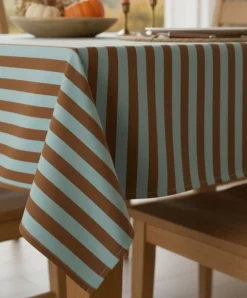 Tovaglia rettangolare no stiro 270x140 cm, beige e rosso scuro - Equilibrista - By Sarah Balivo