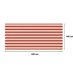 Tovaglia rettangolare no stiro 320x140 cm, beige e rosso scuro - Equilibrista - By Sarah Balivo
