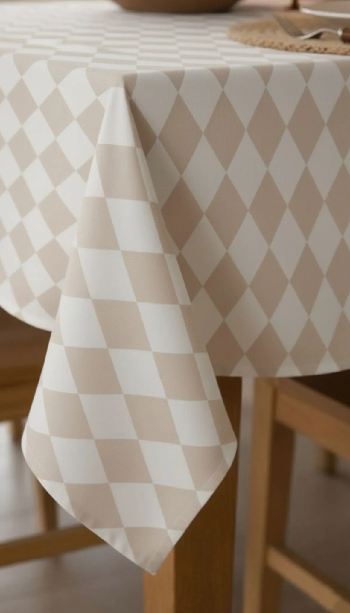 Tovaglia rettangolare no stiro 360x140 cm, arancione e beige - Trapezista - By Sarah Balivo