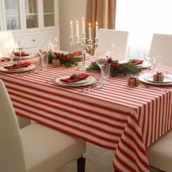 Tovaglia rettangolare no stiro 400x140 cm, beige e rosso scuro - Equilibrista - By Sarah Balivo