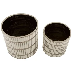 Vaso Argento Bianco set 2 Vasi Colore Struttura Bianco, Diametro Vaso Grande: 20, Vaso Piccolo: 16 cm - Banofa