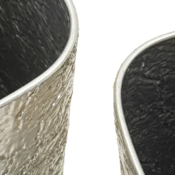 Vaso Argento set 2 Vasi, Finitura Effetto Materico, - Barale